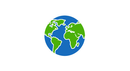 Obraz premium A simple graphic illustration of a green and blue planet on a white background