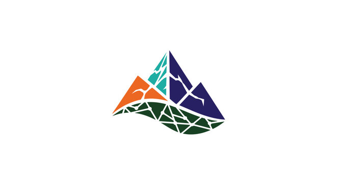 Colorful Geometric Mountain Logo Design.