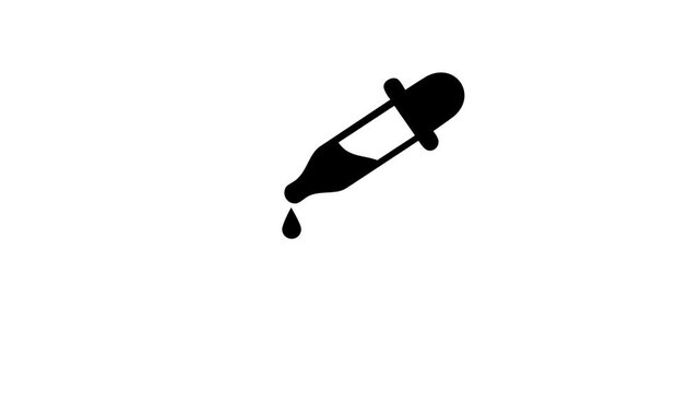 Modern Pipette Icon Animation with Drop. Animated Pipette with Liquid Drop. Pipette Drop Icon Animation.