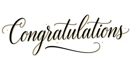 Congratulations text in elegant black script lettering for greeting cards and celebration designs Vector © mdlimon