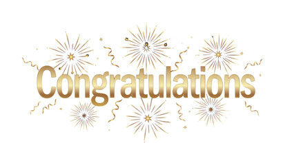 Congratulations text sign with shiny gold glitter particles and confetti explosion for celebration and party greeting cards Vector © mdlimon