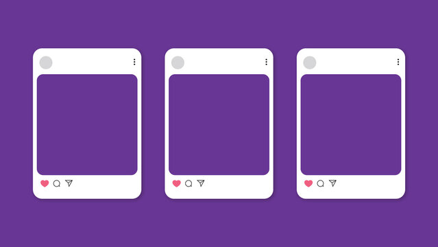 social media post templates. mockup social media. True Purple background. 3 post templates on True Purple background