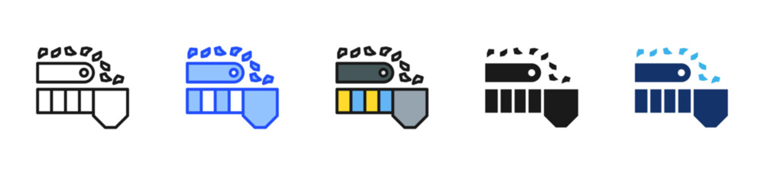 Sorting Conveyor Icon Collection With Multiple Styles
