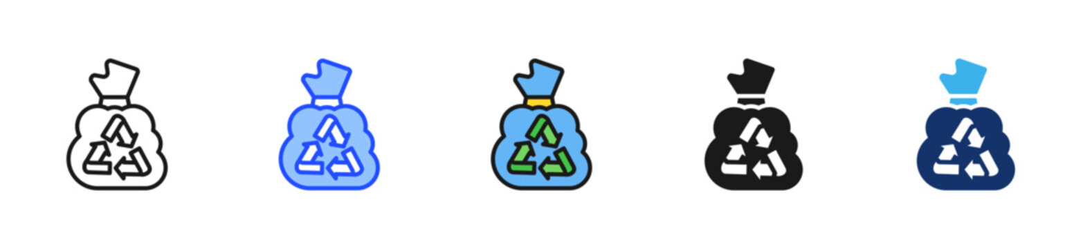 Recycling Bag Icon Collection With Multiple Styles