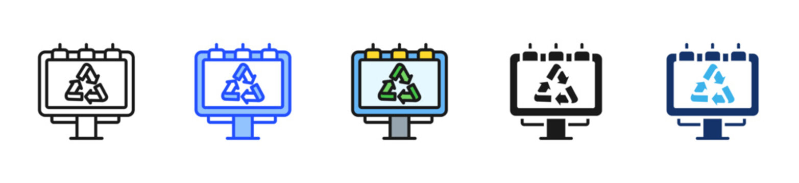 Recycling Poster Icon Collection With Multiple Styles