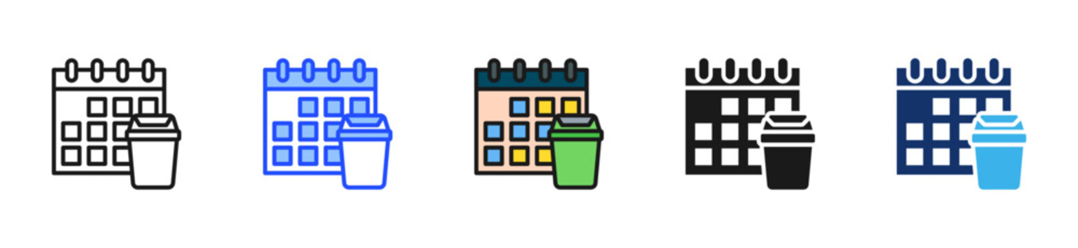 Waste Collection Day Icon Collection With Multiple Styles