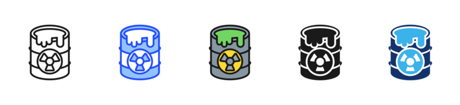 Waste Barrel Icon Collection With Multiple Styles