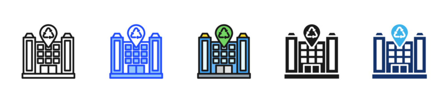 Recycling Drop Off Icon Collection With Multiple Styles