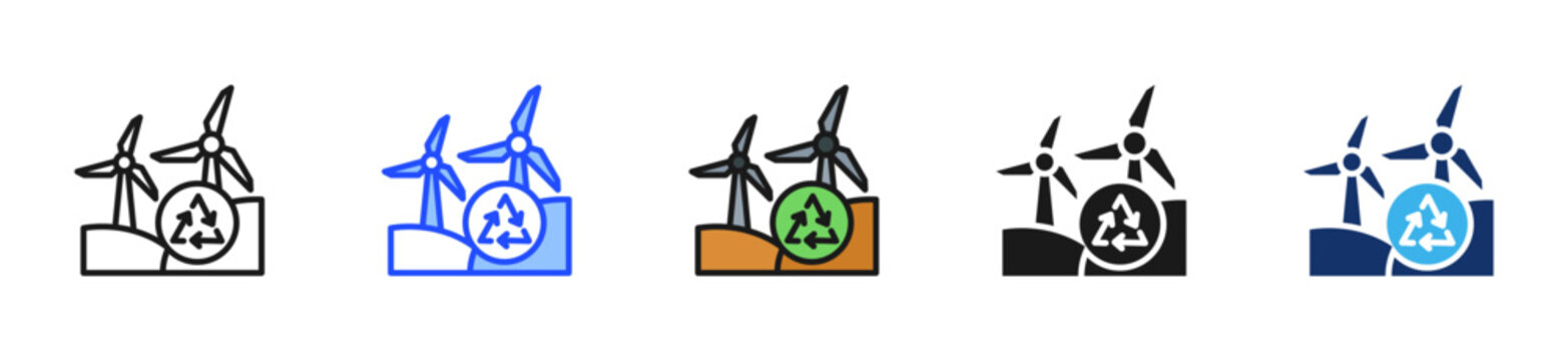 Green Energy From Waste Icon Collection With Multiple Styles