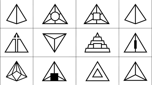 Geometric shapes pyramid triangle forms.