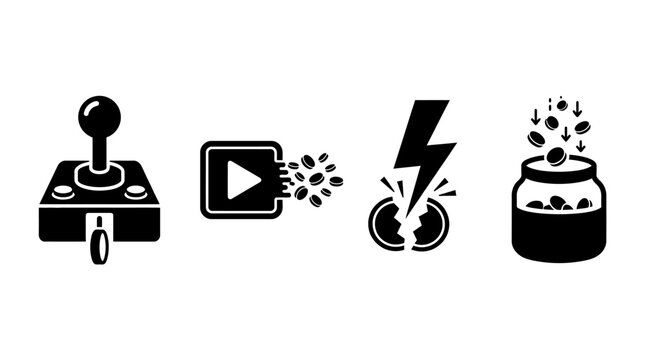 Play to earn gaming. joystick, video content, and investment concepts illustration.
