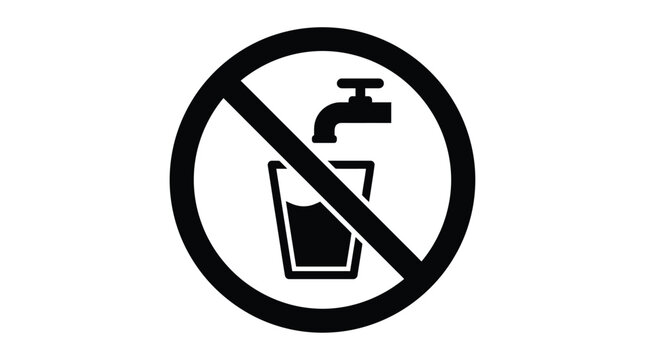 no drinking symbol silhouette tap glass water prohibition circle slash icon sign