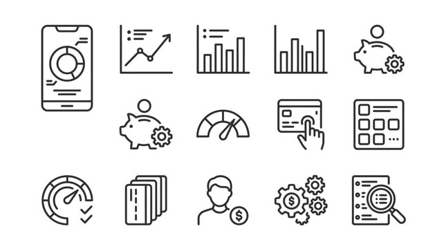 Business finance technology icons set.