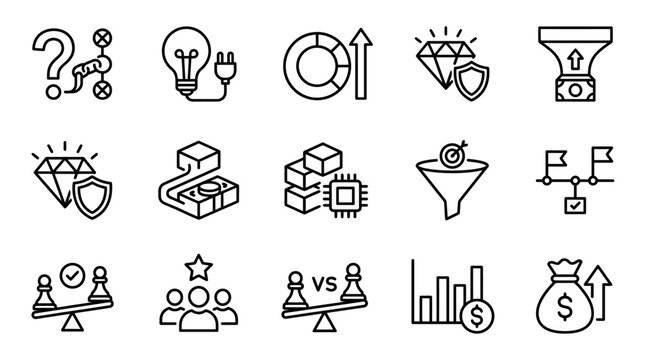 Business icons for finance and marketing.