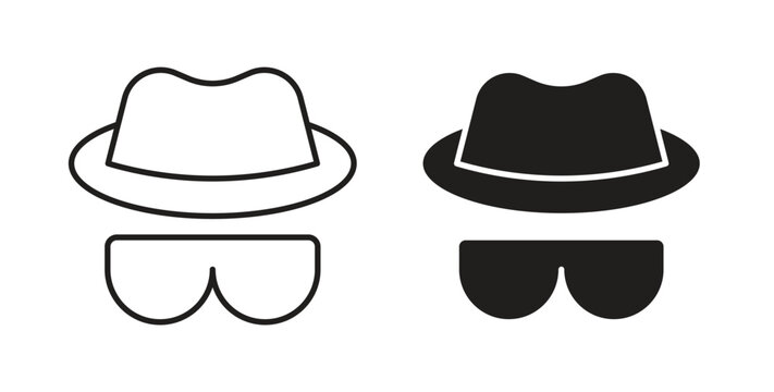 Spy icon line style collection. Simple black solid icons