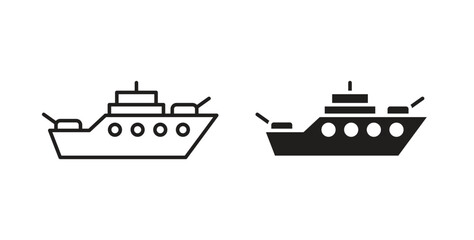 Warship icon line style collection. Simple black solid icons © nusrat