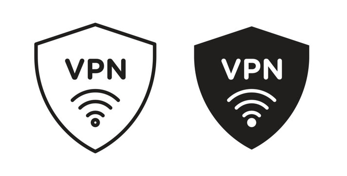 Vpn icon line style collection. Simple black solid icons