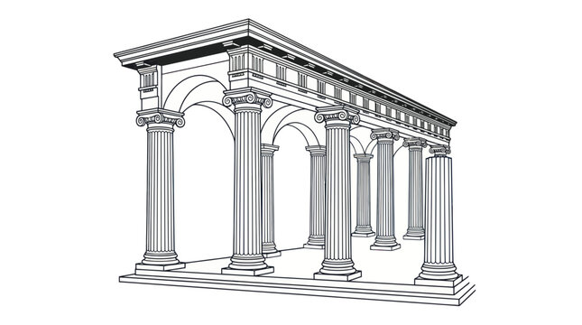 Ancient Greek Temple Colonnade Illustration