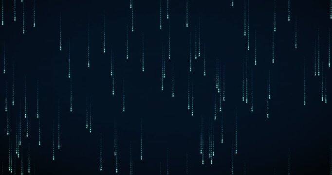 Hexadecimal code symbols fall steadily in a teal circuit animation, creating a deep mainframe atmosphere.