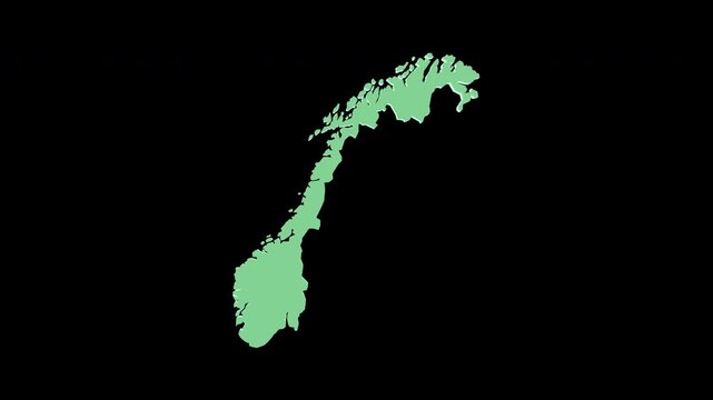 Norway green 3D map spin perfect 10 second loop black background