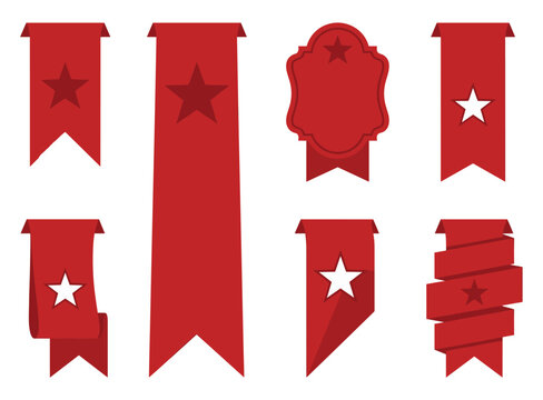 Red banner with white star graphic design set