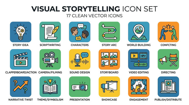 Storytelling icons visualize narratives.