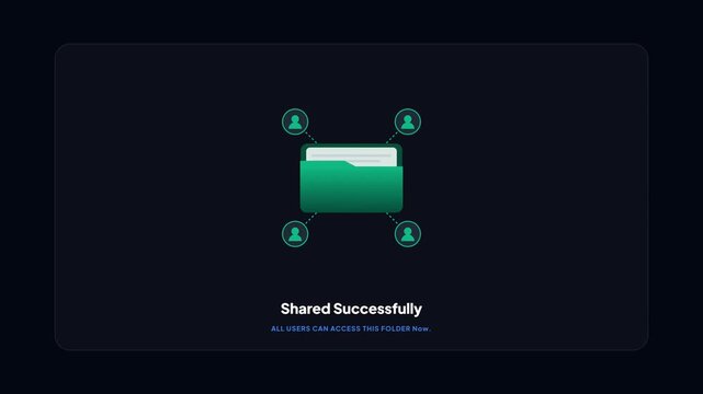 Folder Sharing and Multi User Network Connection Animation on Dark Background