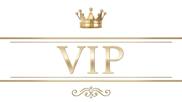 Elegant gold vip badge with crown and decorative crown accents Vector