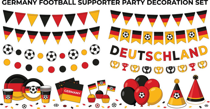 Germany Football Party Decorations Vector Illustration On White Background