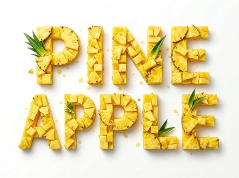 [Generative AI] PINE APPLE Typography Made from Fresh Pineapple Pieces