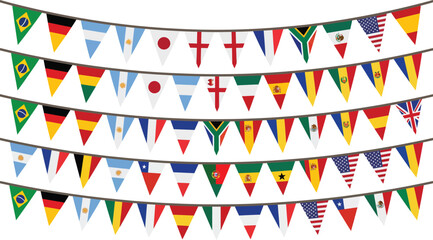 Obraz premium International pennant banners colorful flags on white background