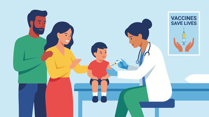 Parents Watching Child Receive Vaccine at Pediatric Office
