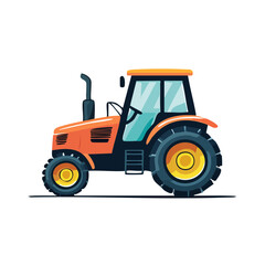 Obraz premium Orange and blue flat vector truck with crane