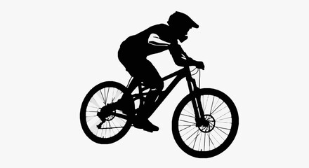 Fototapeta premium Silhouetted Cyclist in Mountain Biking Action.