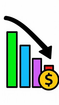 Downward bar chart showing financial loss and decline.