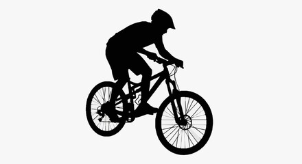 Obraz premium Silhouette Cyclist Mid-Ride.