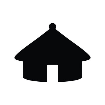 Rondavel African Traditional House Solid Silhouette Icon Design Collection