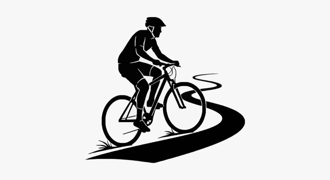 Classic Cyclist in Motion Silhouette.