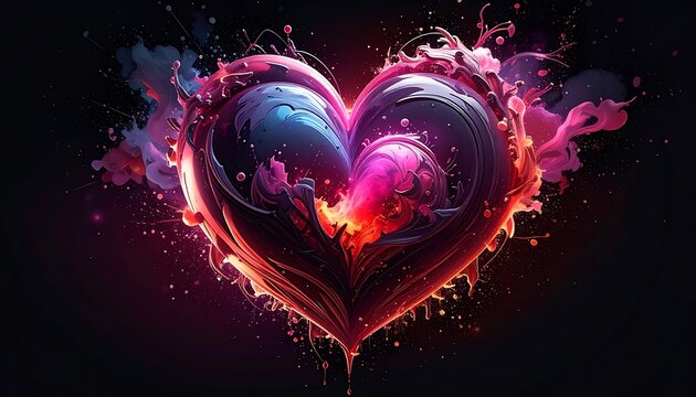 Vibrant Heart Shaped Flame Design Element.