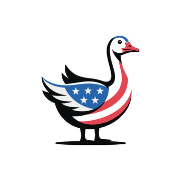 Patriotic goose logo design with american flag pattern