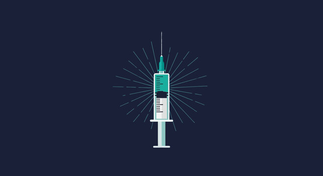 Vaccine Illustration With Radial Burst Design Demonstrating Medical Treatment And Care