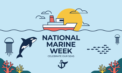 Naklejka premium National Marine Week Banner Design