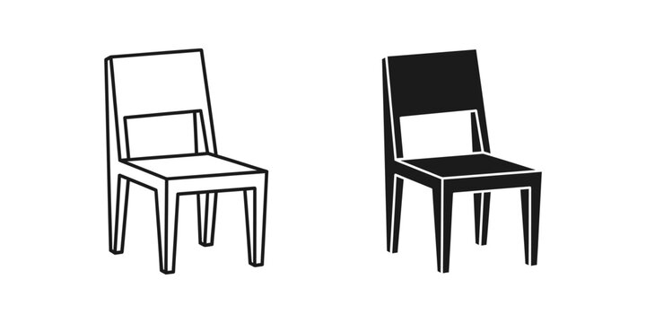 Classic wooden chair furniture icon vector set with furniture interior silhouette furnishing comfortable minimalist