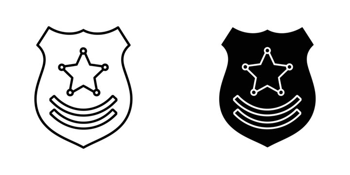 Police badge icon set with enforcement security authority protection official government detective military