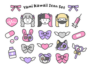 かわいいサブカル系アイコンセット｜量産型・地雷系・病みかわ © ぷらいまり