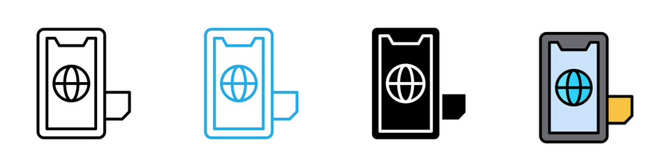 Sim card multi - style icon design concept © okta