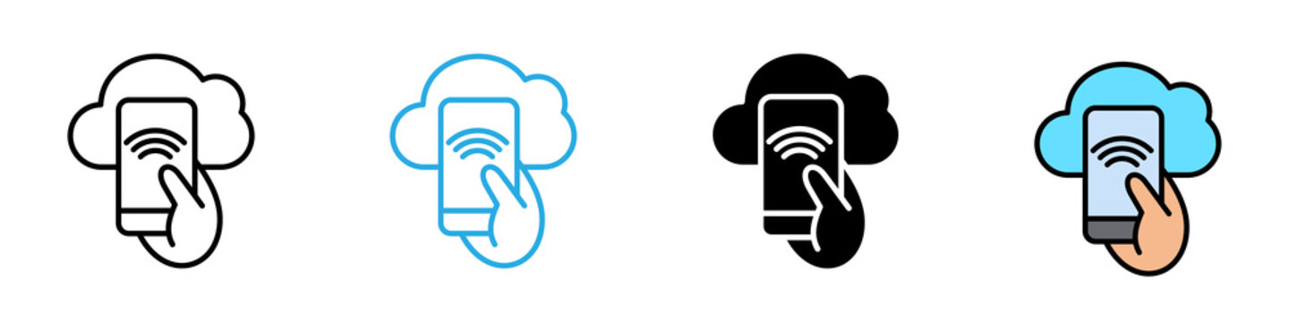 Cloud computing multi - style icon design concept