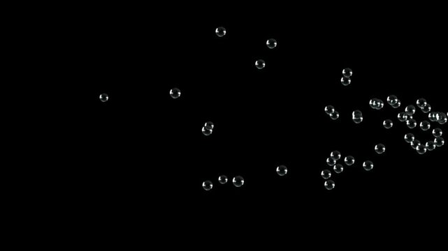 Rising Water Bubbles and Soap Foam Overlay 4K. Realistic Underwater Air Bubbles Floating Upward Exploding with Sparkling Reflection and Alpha Channel Seamless Loop.