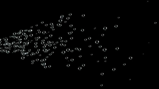 Rising Water Bubbles and Soap Foam Overlay 4K. Realistic Underwater Air Bubbles Floating Upward Exploding with Sparkling Reflection and Alpha Channel Seamless Loop.