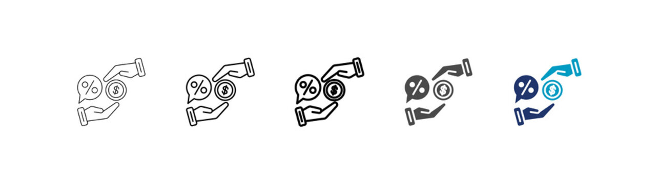 commission icon set consisting of multiple styles vector illustration. editable stroke